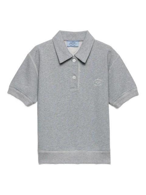 Prada logo-embroidered ribbed-knit polo shirt - Grey - zdjęcie produktu nr 1