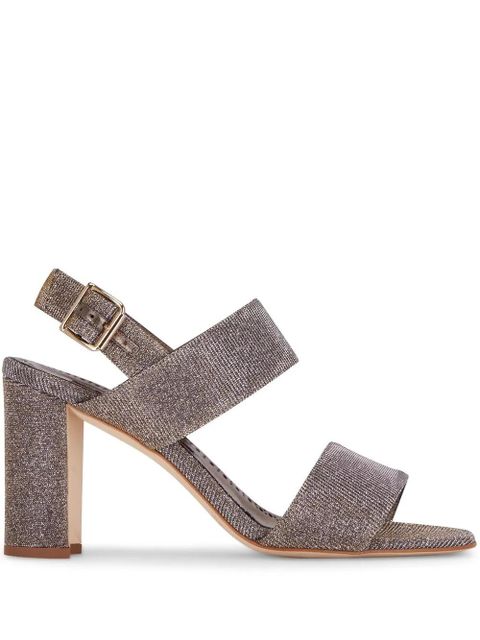 Manolo Blahnik lurex-detail block-heel sandals - Grey - zdjęcie produktu nr 1