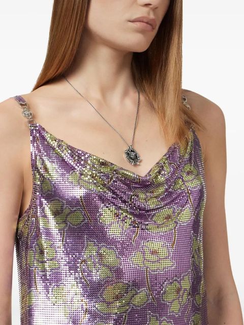 Versace Poppies Metal Mesh mini slip dress - Purple