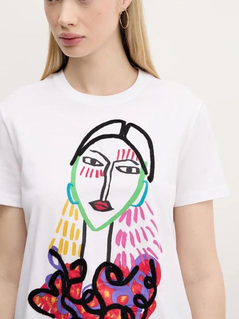 Desigual t-shirt bawełniany MISURI damski kolor biały 25SWTKA9