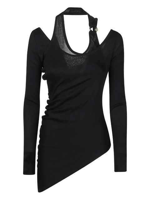 Jean Paul Gaultier ring-detail asymmetrical top - Black - zdjęcie produktu nr 1