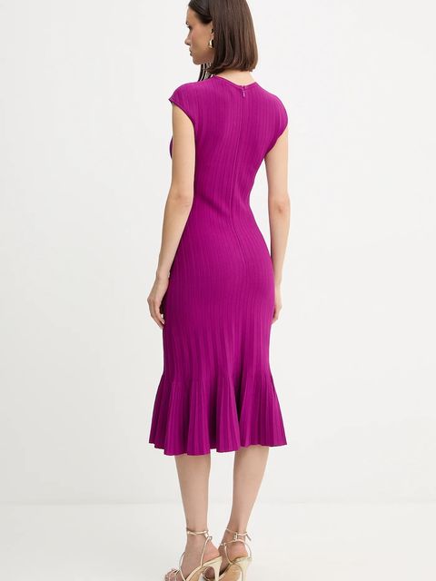 Herve Leger sukienka Bridget kolor fioletowy midi rozkloszowana DGR8535468