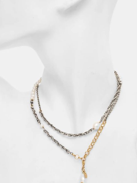 Answear.LAB naszyjnik ręcznie wykonany,ze srebra pokrytego złotem z perłą hodowaną