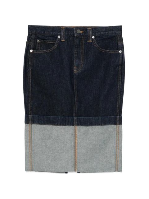 KHAITE Kilian cuffed denim midi skirt - Blue - zdjęcie produktu nr 1