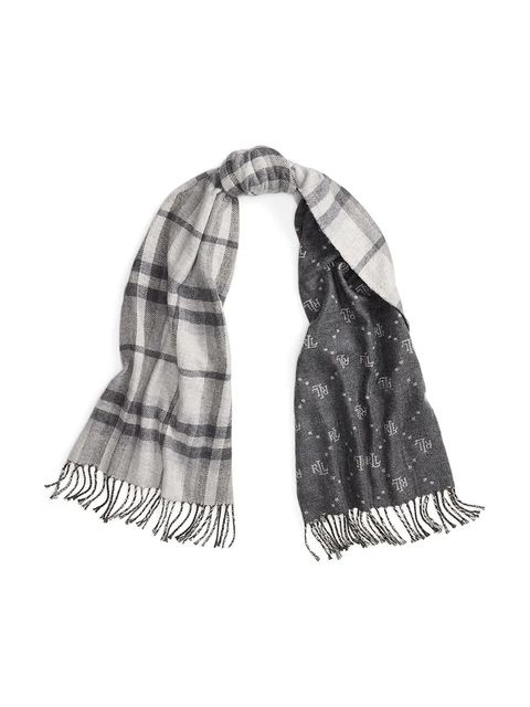 Lauren Ralph Lauren szalik z domieszką wełny damski kolor szary wzorzysty 454P04496