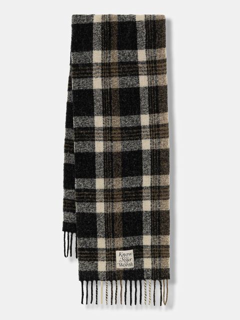 United Colors of Benetton szalik z dodatkiem wełny damski kolor czarny 62QJDU027 - zdjęcie produktu nr 1