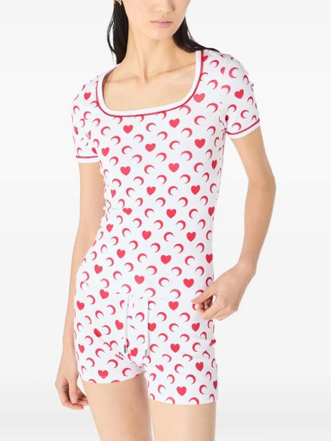 Marine Serre moon heart mini shorts - White