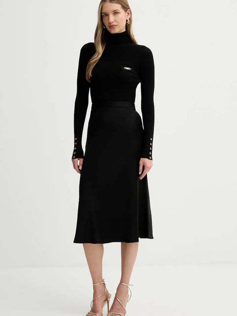 Elisabetta Franchi sukienka z dodatkiem jedwabiu kolor czarny midi prosta AM06B56E2 - zdjęcie produktu nr 1