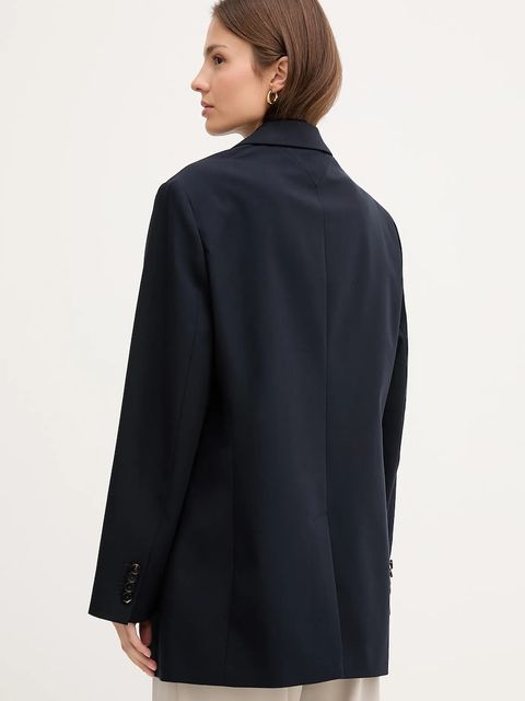 Tommy Hilfiger marynarka bawełniana kolor granatowy jednorzędowa gładka WW0WW46808