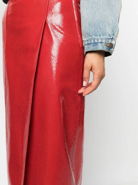 Gucci crocodile-effect pencil skirt - Red