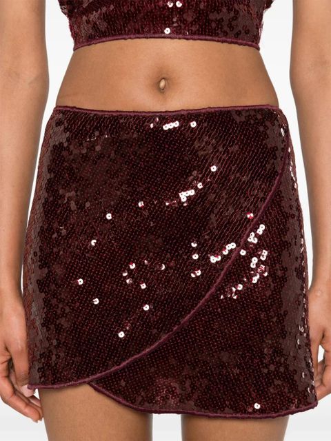 Oséree sequin-embellished wrap skirt - Red