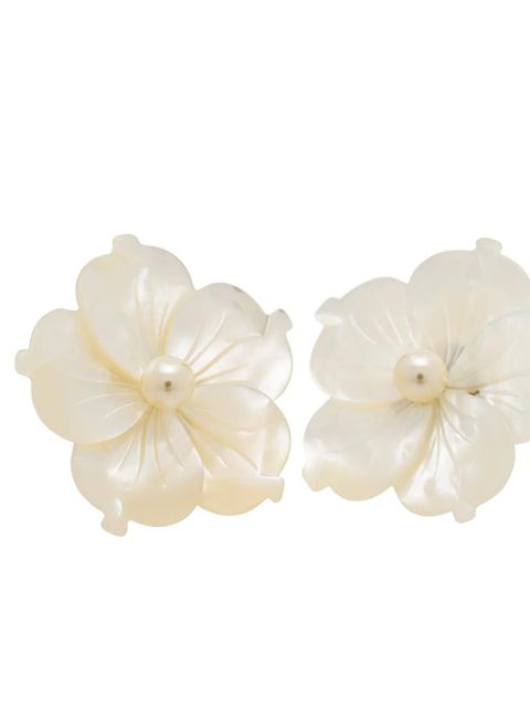 Jennifer Behr mother-of-pearl flower stud earrings - White