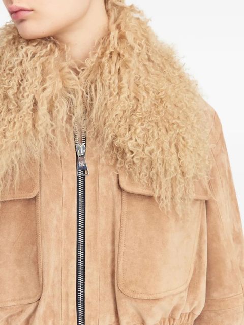 16Arlington Cie fur-collar suede jacket - Neutrals