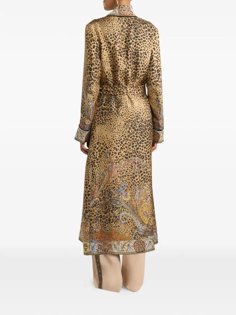 ETRO paisley animal-motif silk robe - Brown
