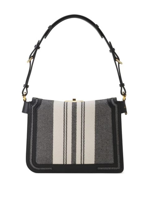 Lanvin Compagnon striped lock shoulder bag - Black