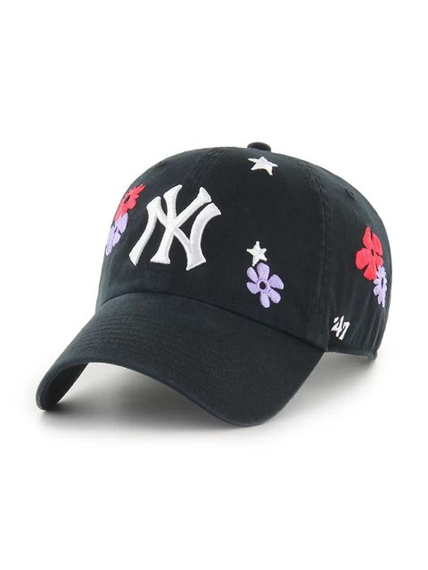 47 brand czapka z daszkiem bawełniana MLB New York Yankees kolor czarny z aplikacją B-FLRAC17GWS-BKA