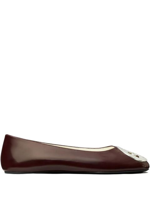 Tory Burch logo-plaque ballet flats - Brown - zdjęcie produktu nr 1
