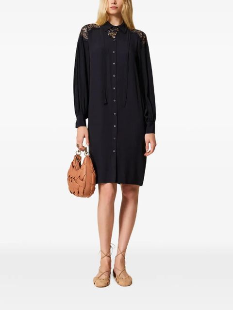 TWINSET lace-panel georgette midi dress - Black - zdjęcie produktu nr 2