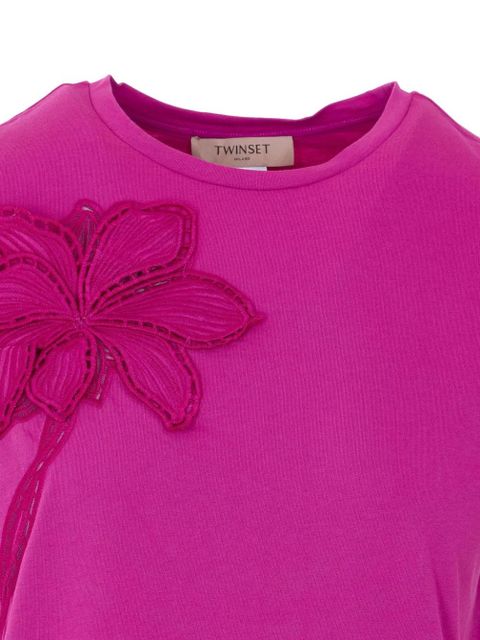 TWINSET embroidered floral T-shirt - Pink