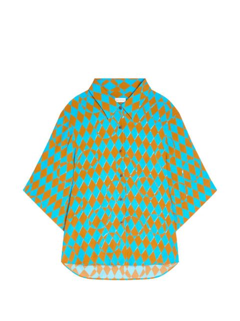 DRIES VAN NOTEN diamond-print shirt - Blue - zdjęcie produktu nr 1