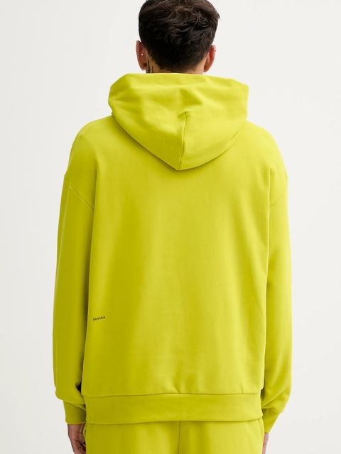 Pangaia bluza bawełniana kolor zielony z kapturem gładka 10000180