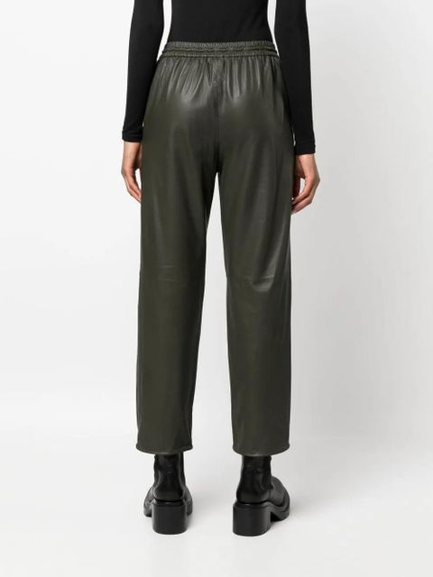 Yves Salomon drawstring-waist lambskin trousers - Green