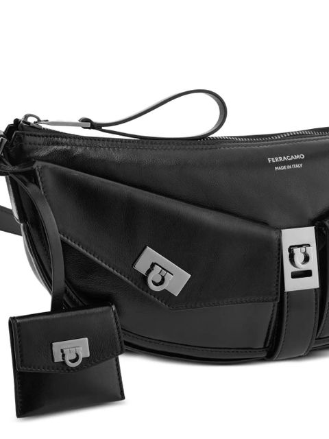 Ferragamo small gancio-embellished curved shoulder bag - Black - zdjęcie produktu nr 2