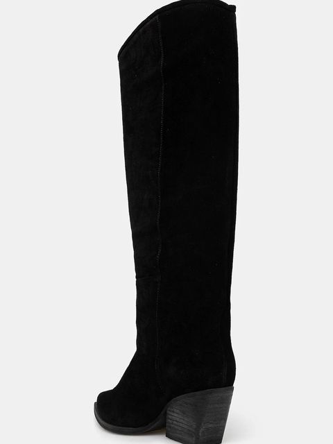 Answear.LAB kozaki zamszowe kolor czarny na słupku