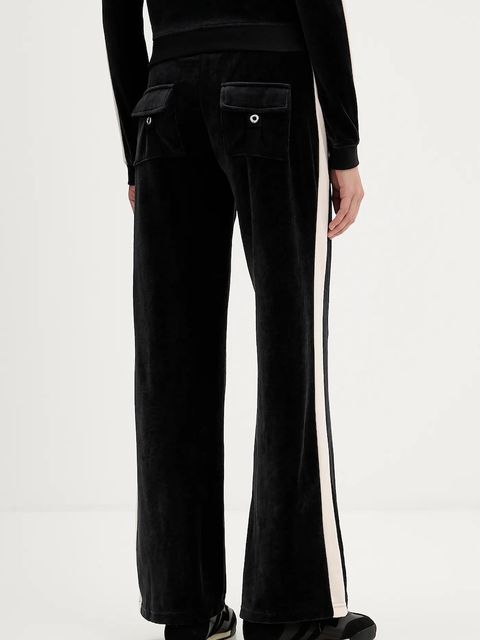 Juicy Couture spodnie dresowe welurowe damskie kolor czarny gładkie JCGBJ126002