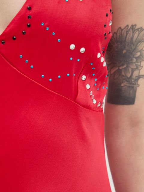 Never Fully Dressed sukienka Gem Rhea kolor czerwony maxi prosta NFDDR1852