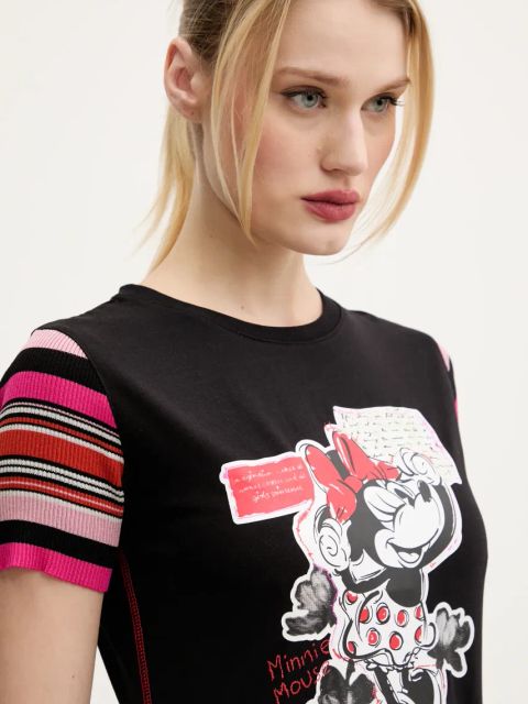 Desigual t-shirt MINNIE damski kolor czarny 25SWTK39