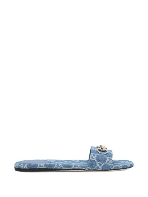 Gucci Horsebit GG-pattern flat sandals - Blue - zdjęcie produktu nr 1
