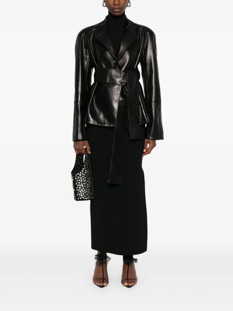 KHAITE leather belted jacket - Black