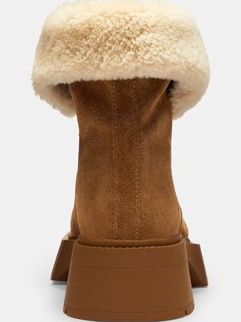 Coach botki Leah Platform damskie kolor brązowy na słupku lekko ocieplone CCH85