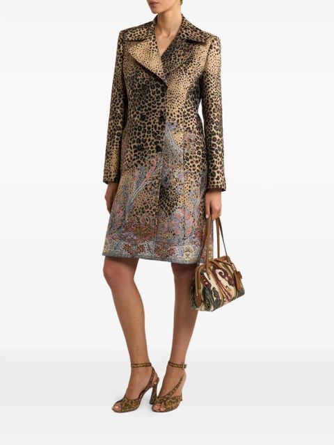 ETRO double-breasted jacquard coat - Brown