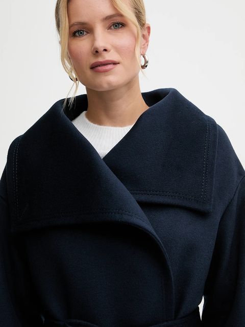 MAX&Co. płaszcz wełniany kolor granatowy 2526016014200