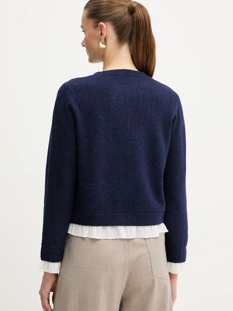 Liu Jo kardigan z dodatkiem wełny damski kolor granatowy lekki MF5122 MA90Q