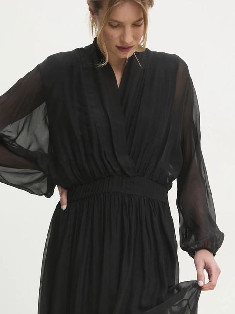 Answear.LAB sukienka kolor czarny maxi prosta