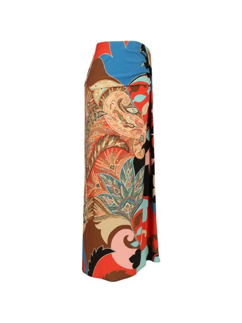 ETRO paisley-print gathered asymmetric maxi skirt