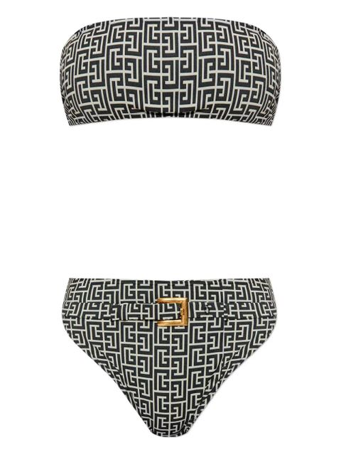 Balmain geometric-print belted bikini - Black - zdjęcie produktu nr 1