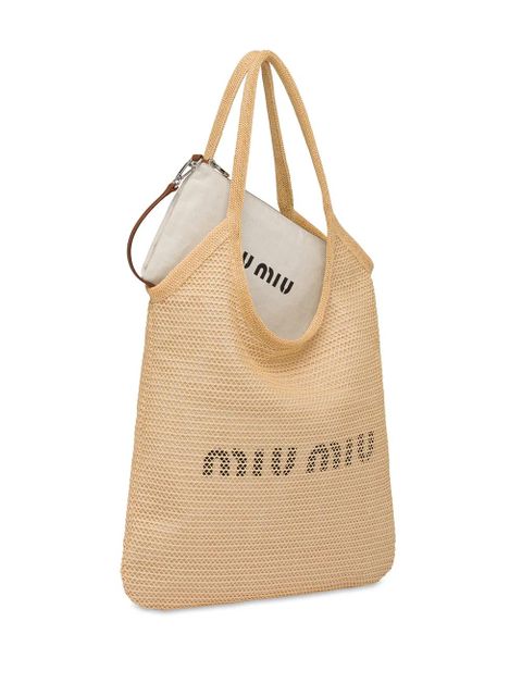 Miu Miu logo-print tote bag - Neutrals