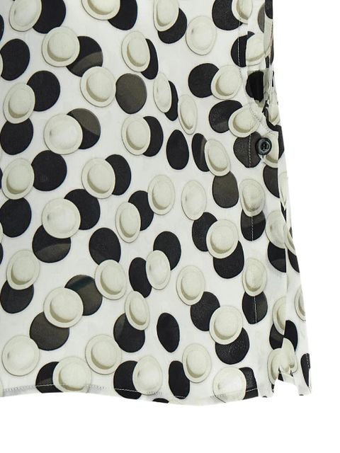 FENDI jacquard polka dot silk top - White