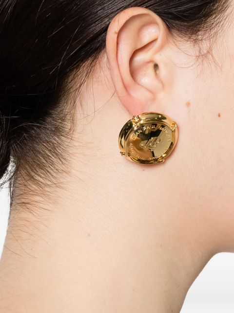 Jean Paul Gaultier logo-engraved earrings - Gold