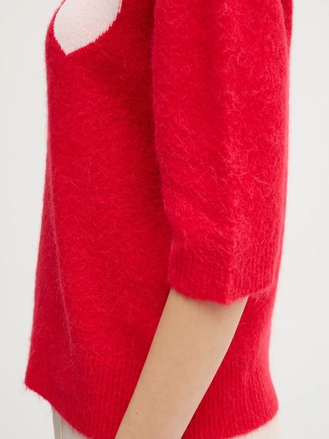 OUI sweter z dodatkiem alpaki damski kolor czerwony 95988