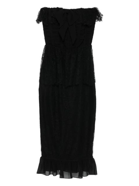 Alessandra Rich bow-lace ruffled dress - Black - zdjęcie produktu nr 1