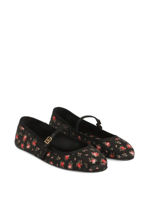 Dolce & Gabbana floral strap ballet flats - Black - zdjęcie produktu nr 2