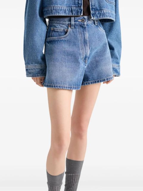 Prada high-rise patch-pocket denim shorts - Blue