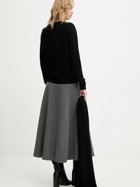 Answear.LAB sweter z wełny merino z szalem damski kolor czarny lekki