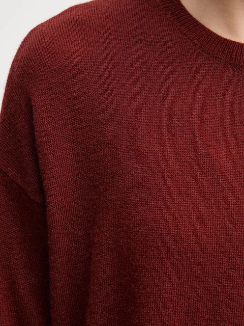 Sisley sweter z dodatkiem wełny damski kolor czerwony lekki 18AYM103K