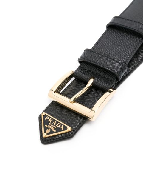 Prada logo-plaque leather belt - Black - zdjęcie produktu nr 2